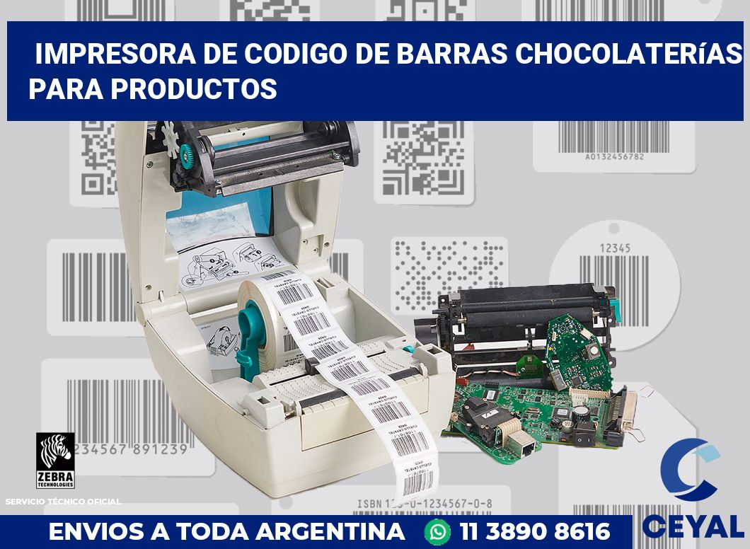 Impresora de codigo de barras Chocolaterías para productos