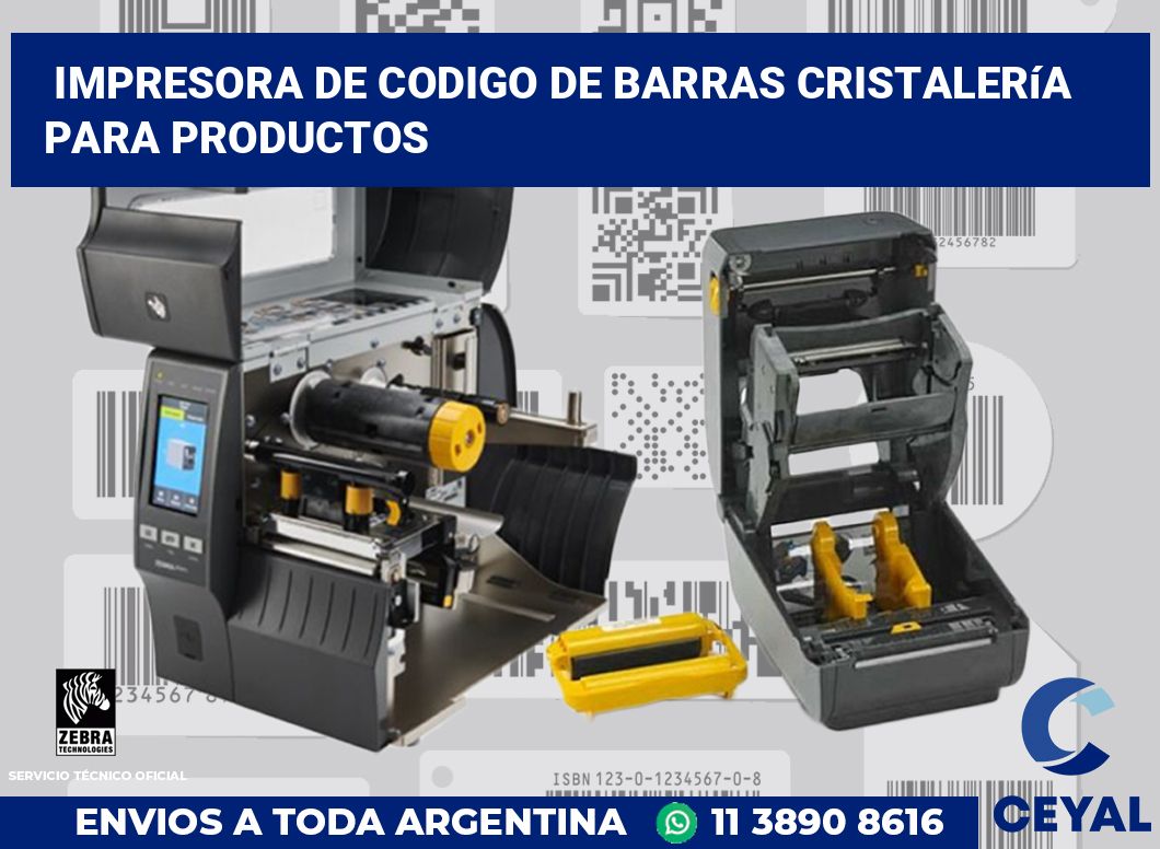 Impresora de codigo de barras Cristalería para productos