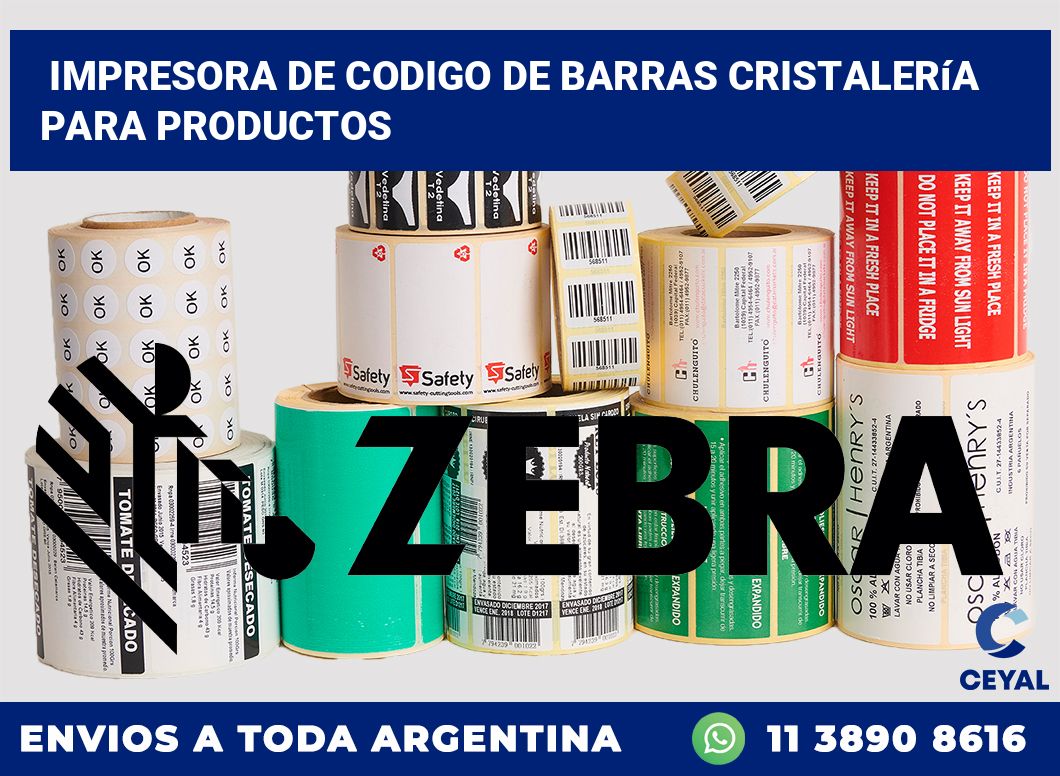 Impresora de codigo de barras Cristalería para productos