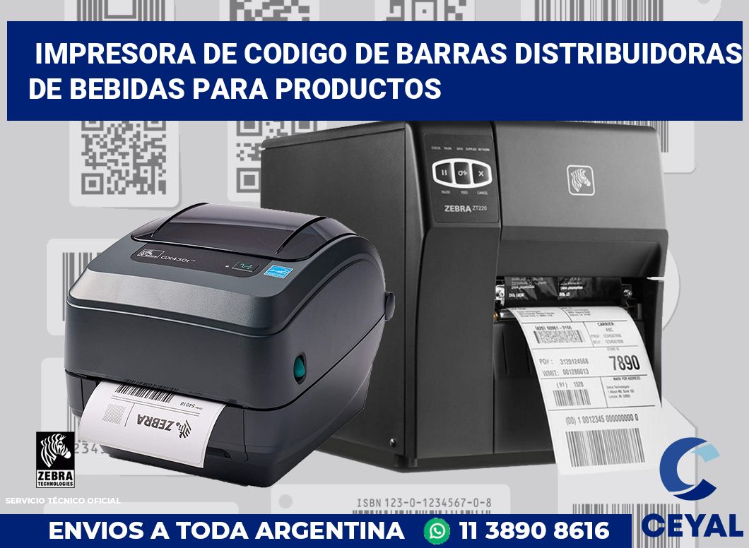 Impresora de codigo de barras Distribuidoras de bebidas para productos