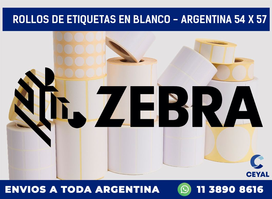 Rollos de etiquetas en blanco – Argentina 54 x 57