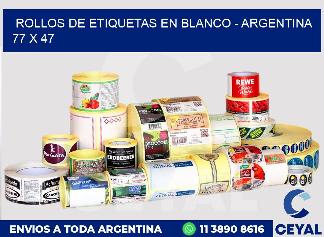 Rollos de etiquetas en blanco – Argentina 77 x 47