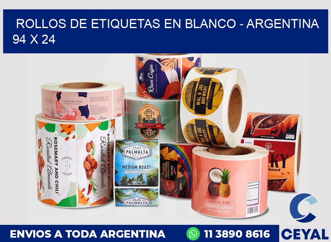 Rollos de etiquetas en blanco – Argentina 94 x 24