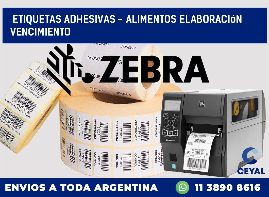 etiquetas adhesivas - alimentos elaboración vencimiento