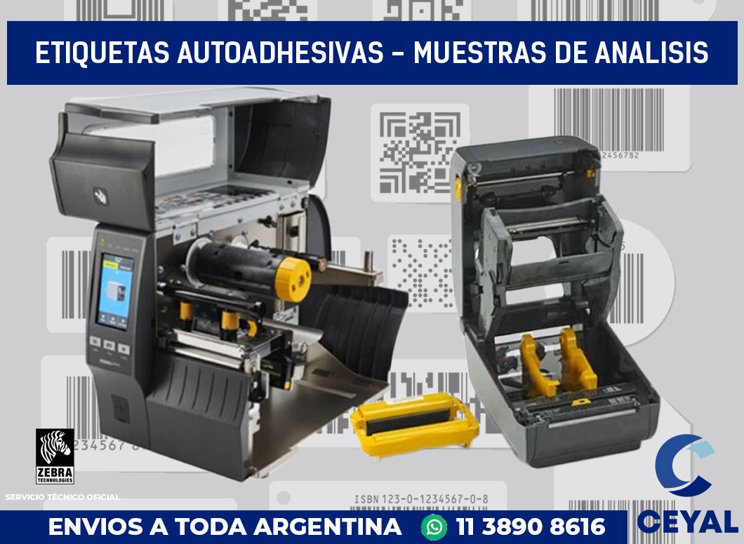 etiquetas autoadhesivas - muestras de analisis