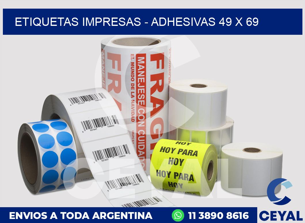 etiquetas impresas - Adhesivas 49 x 69