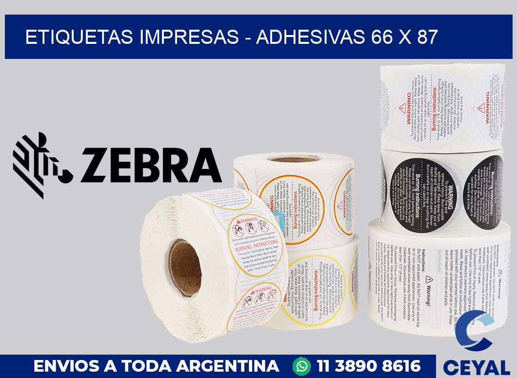 etiquetas impresas - Adhesivas 66 x 87