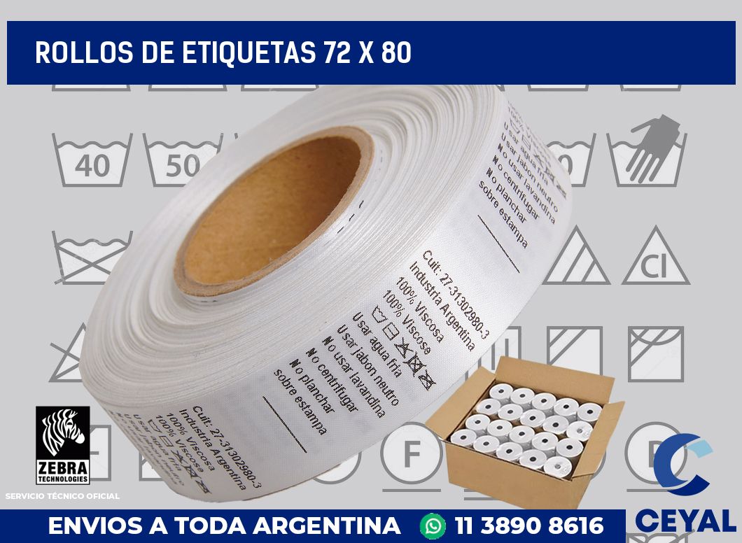 rollos de etiquetas 72 x 80