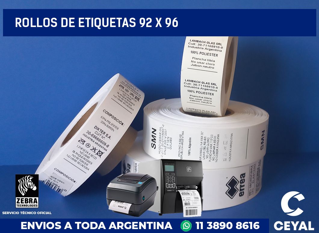 rollos de etiquetas 92 x 96