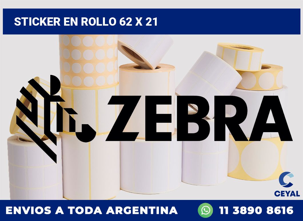 sticker en rollo 62 x 21