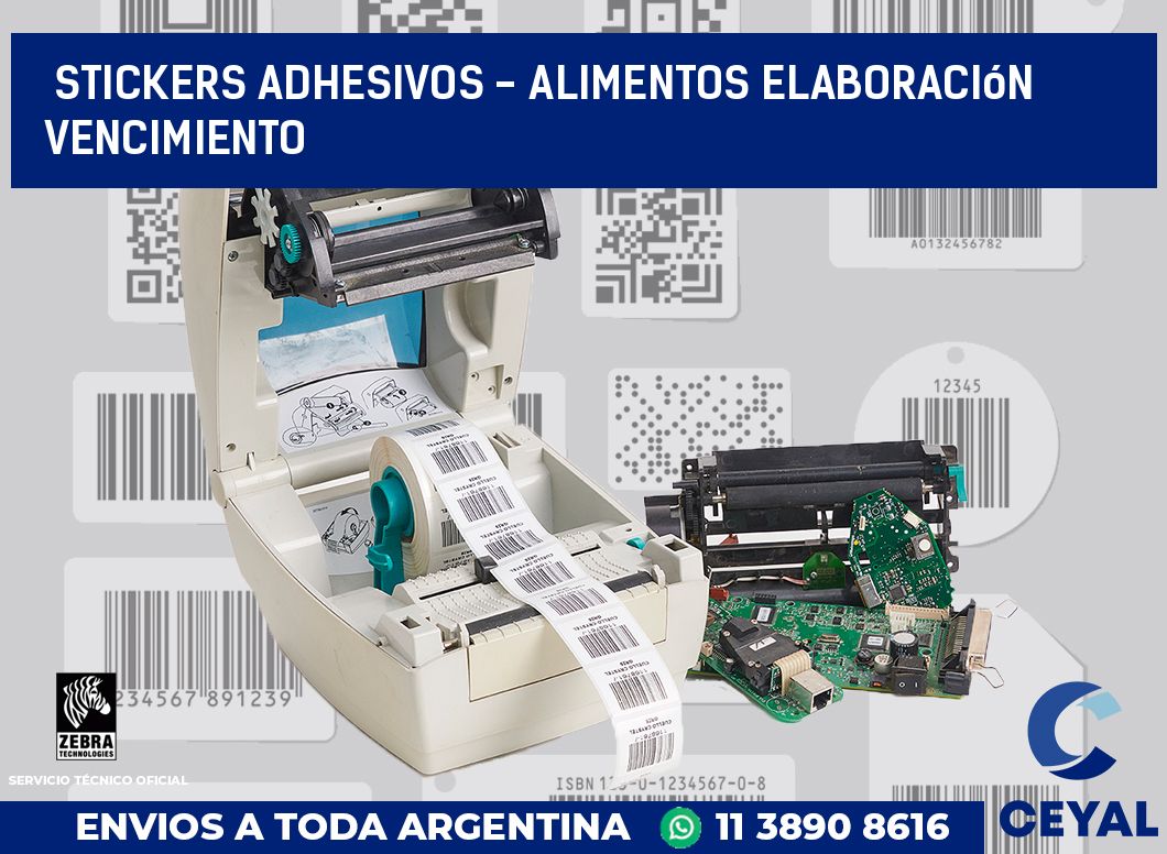 stickers adhesivos - alimentos elaboración vencimiento