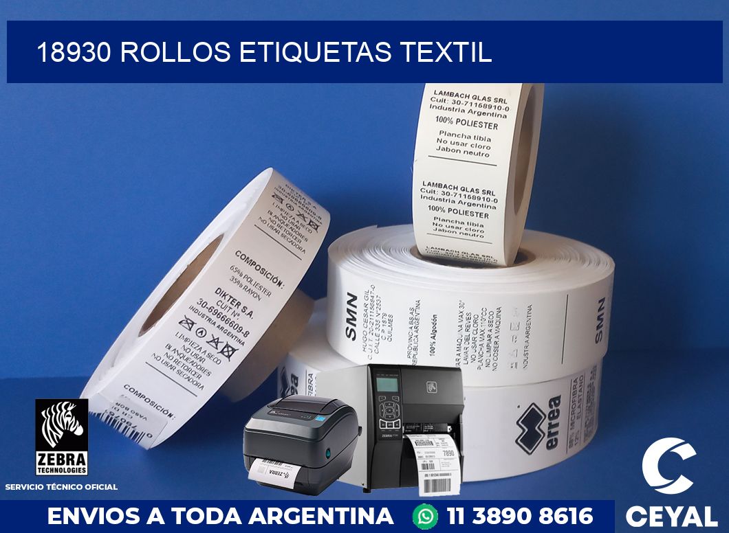 18930 rollos etiquetas textil