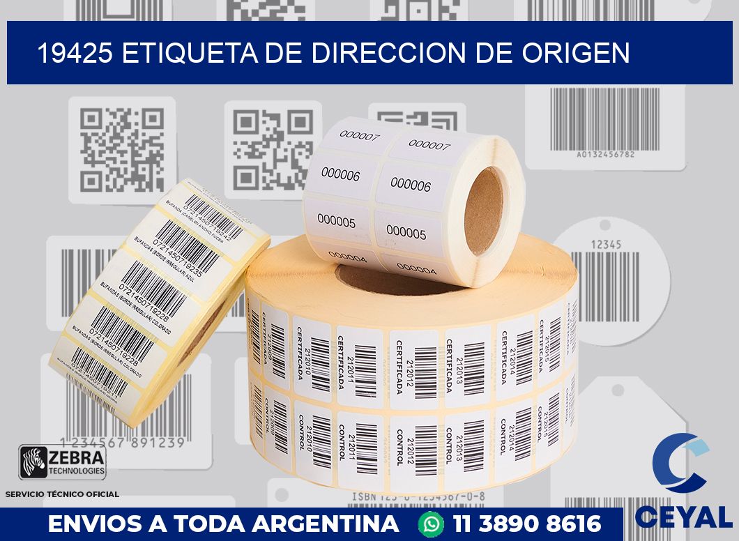 19425 Etiqueta de direccion de origen