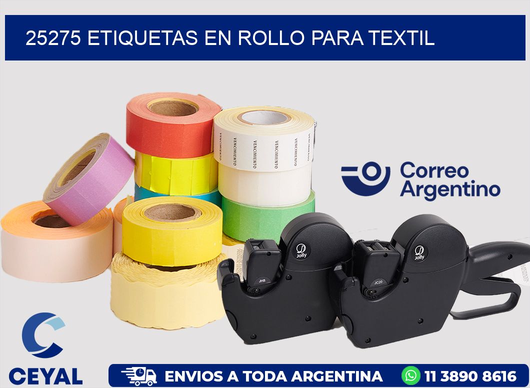 25275 etiquetas en rollo para textil