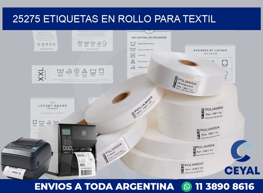 25275 etiquetas en rollo para textil