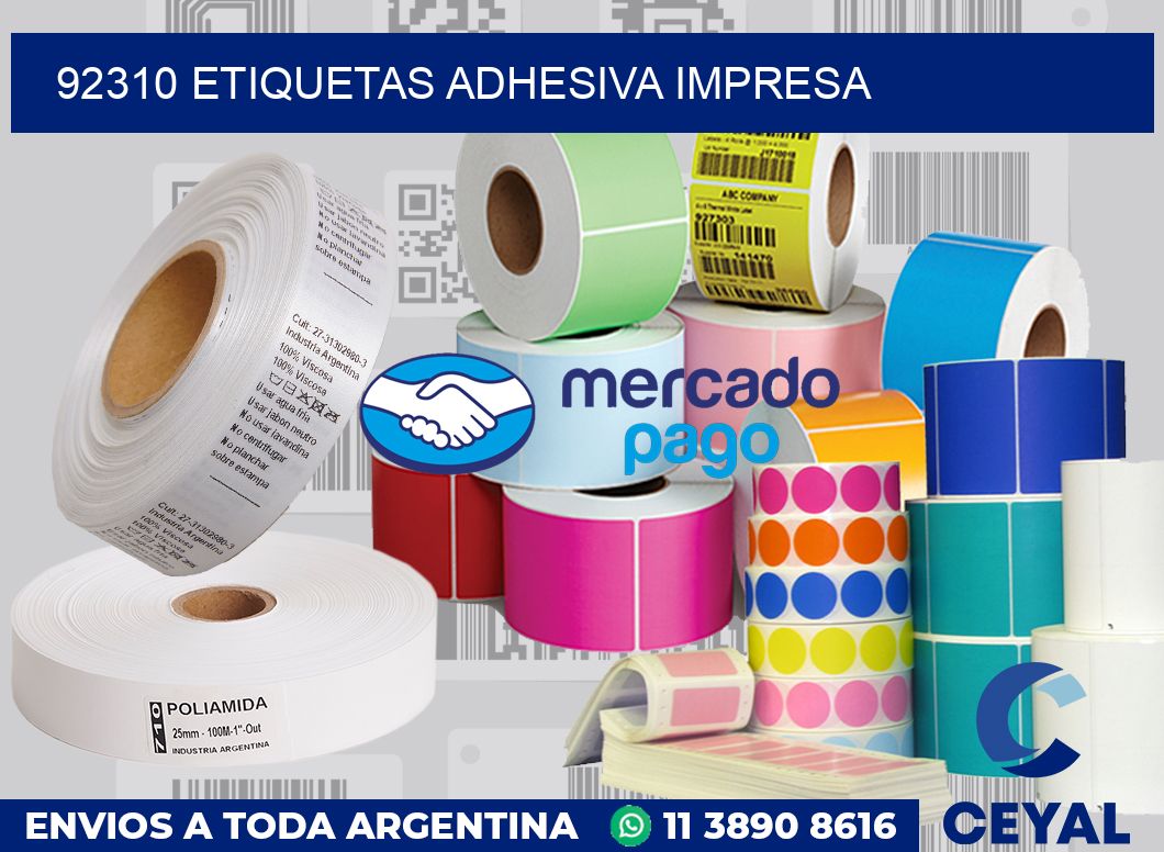 92310 etiquetas adhesiva impresa