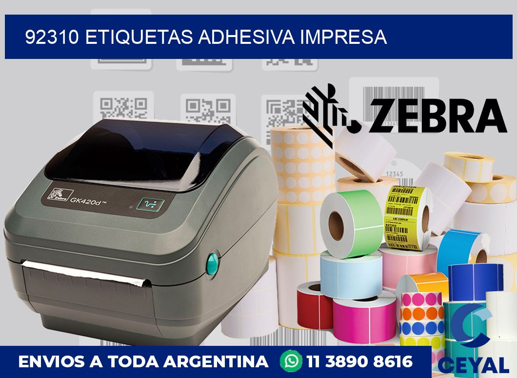 92310 etiquetas adhesiva impresa