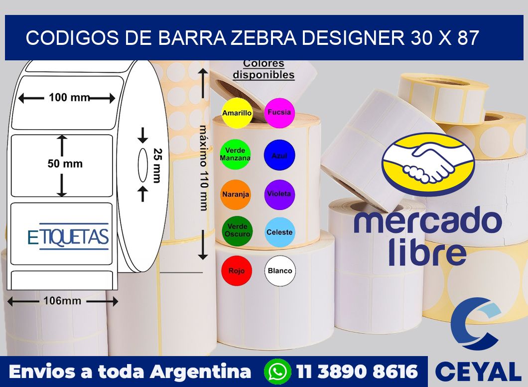 Codigos de barra Zebra designer 30 x 87