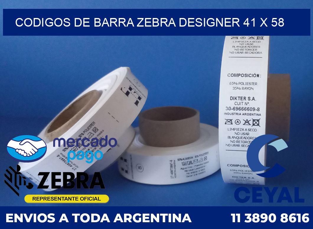 Codigos de barra Zebra designer 41 x 58