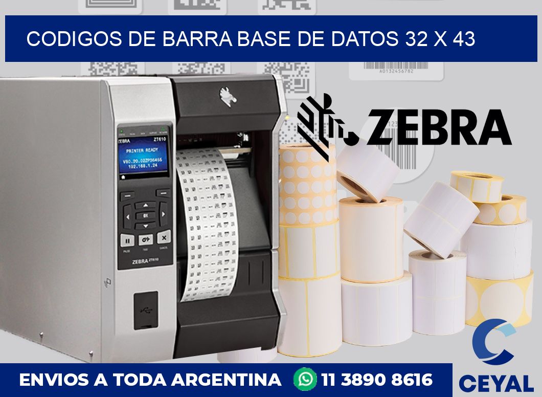 Codigos de barra base de datos 32 x 43