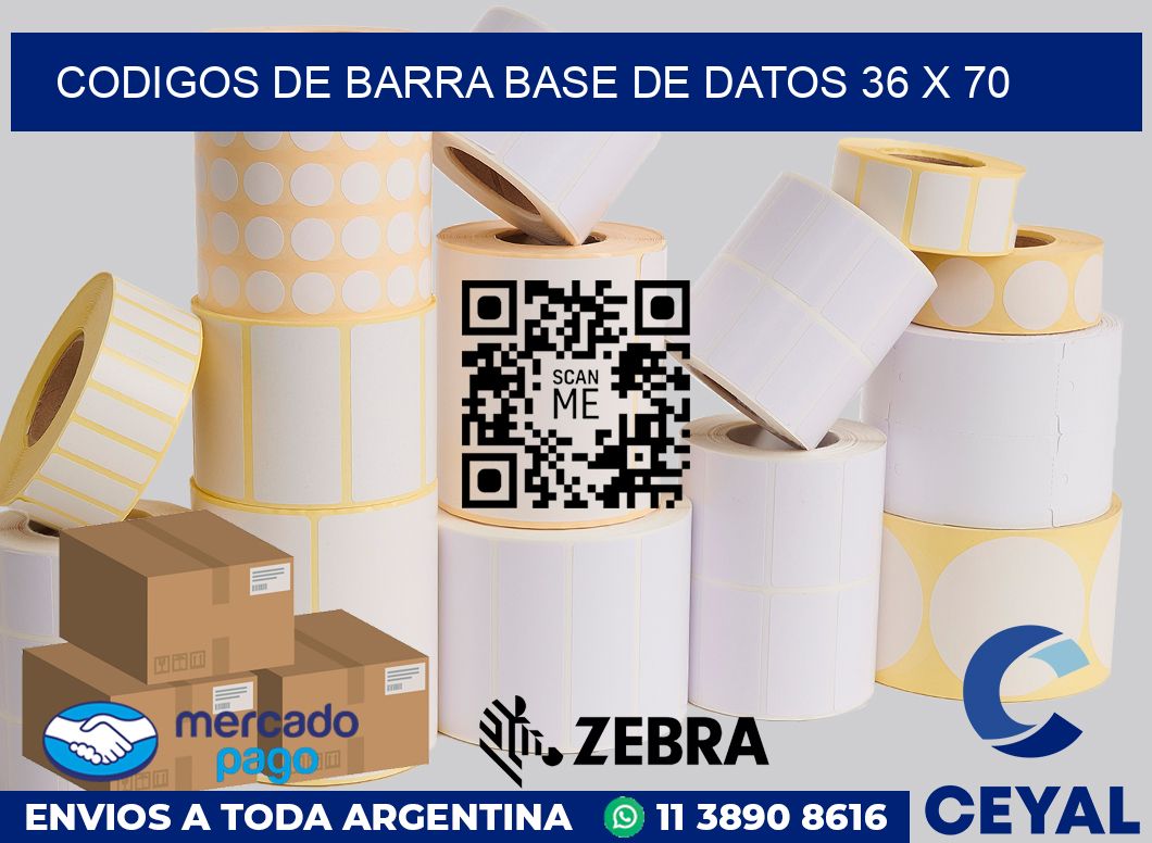 Codigos de barra base de datos 36 x 70