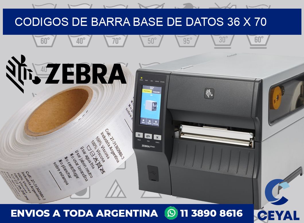 Codigos de barra base de datos 36 x 70