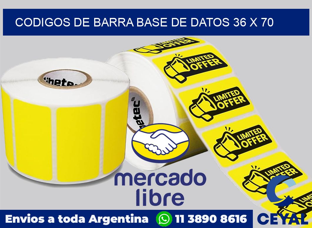 Codigos de barra base de datos 36 x 70