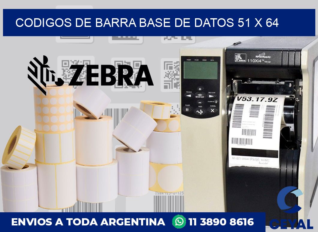 Codigos de barra base de datos 51 x 64