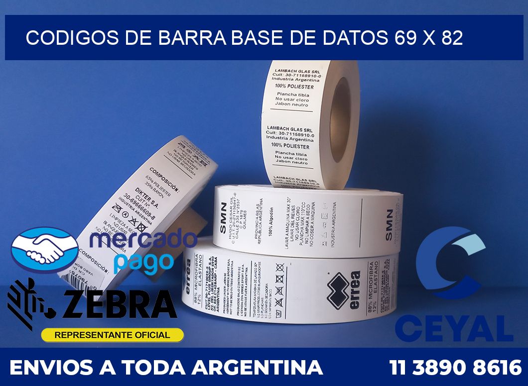 Codigos de barra base de datos 69 x 82