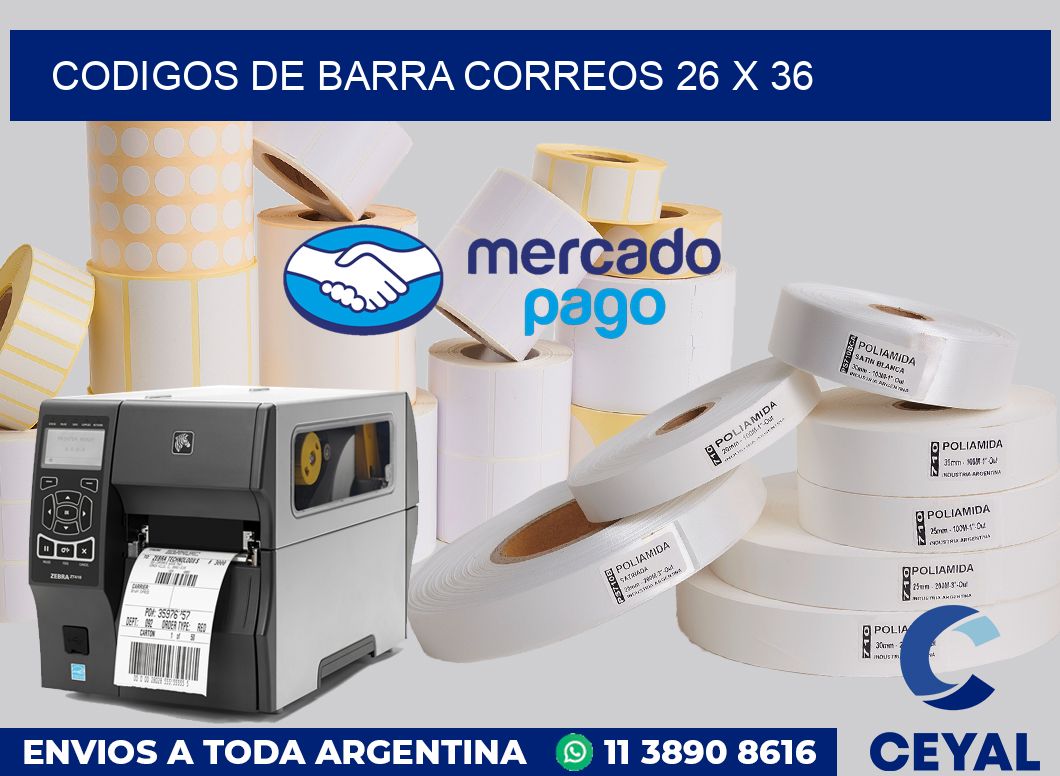 Codigos de barra correos 26 x 36