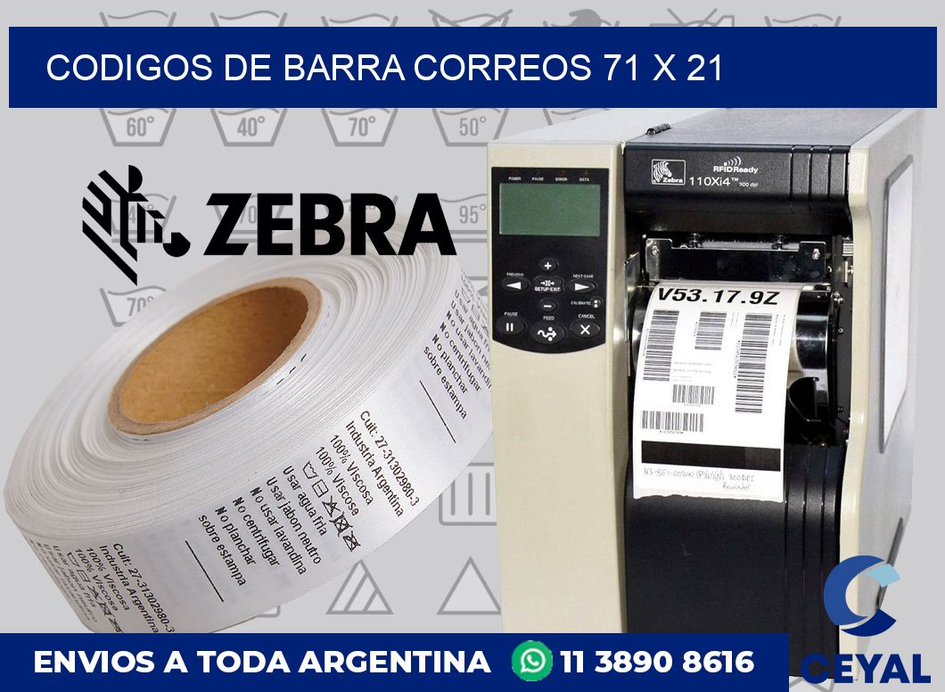 Codigos de barra correos 71 x 21