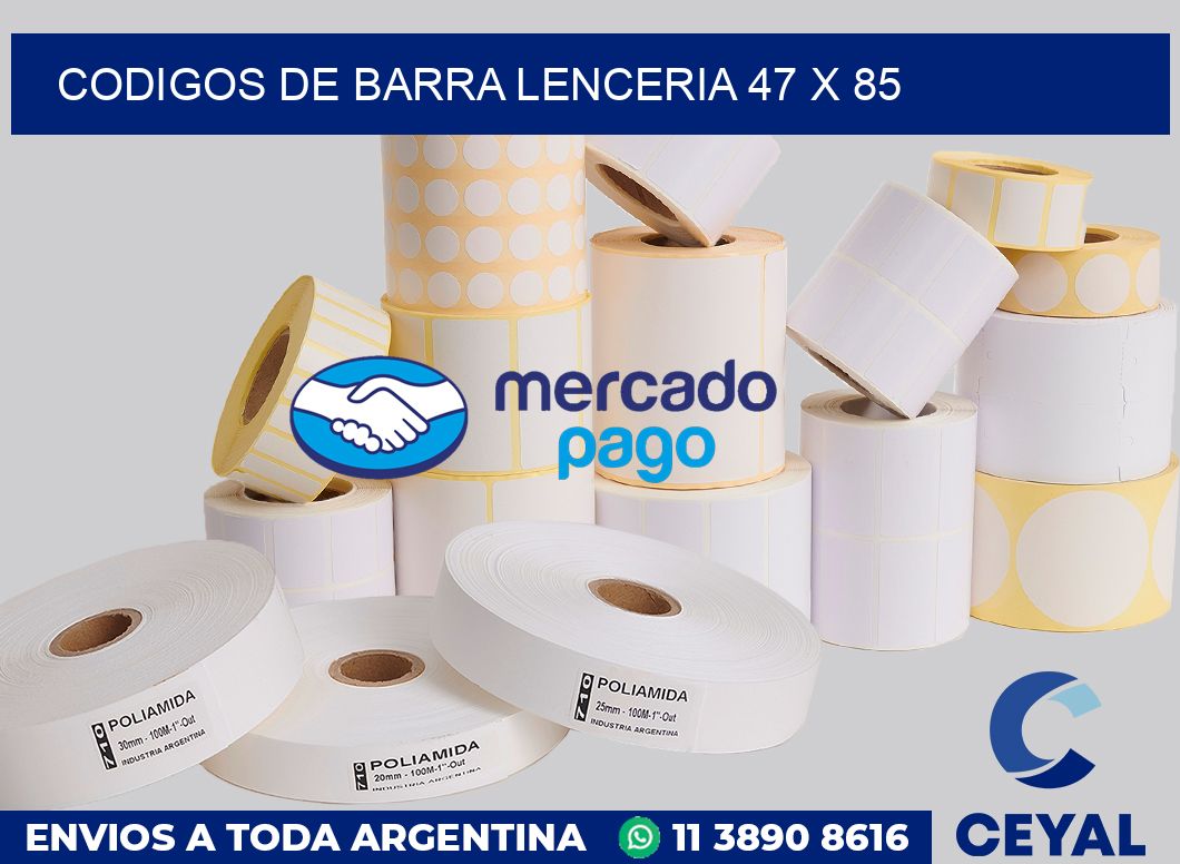 Codigos de barra lenceria 47 x 85