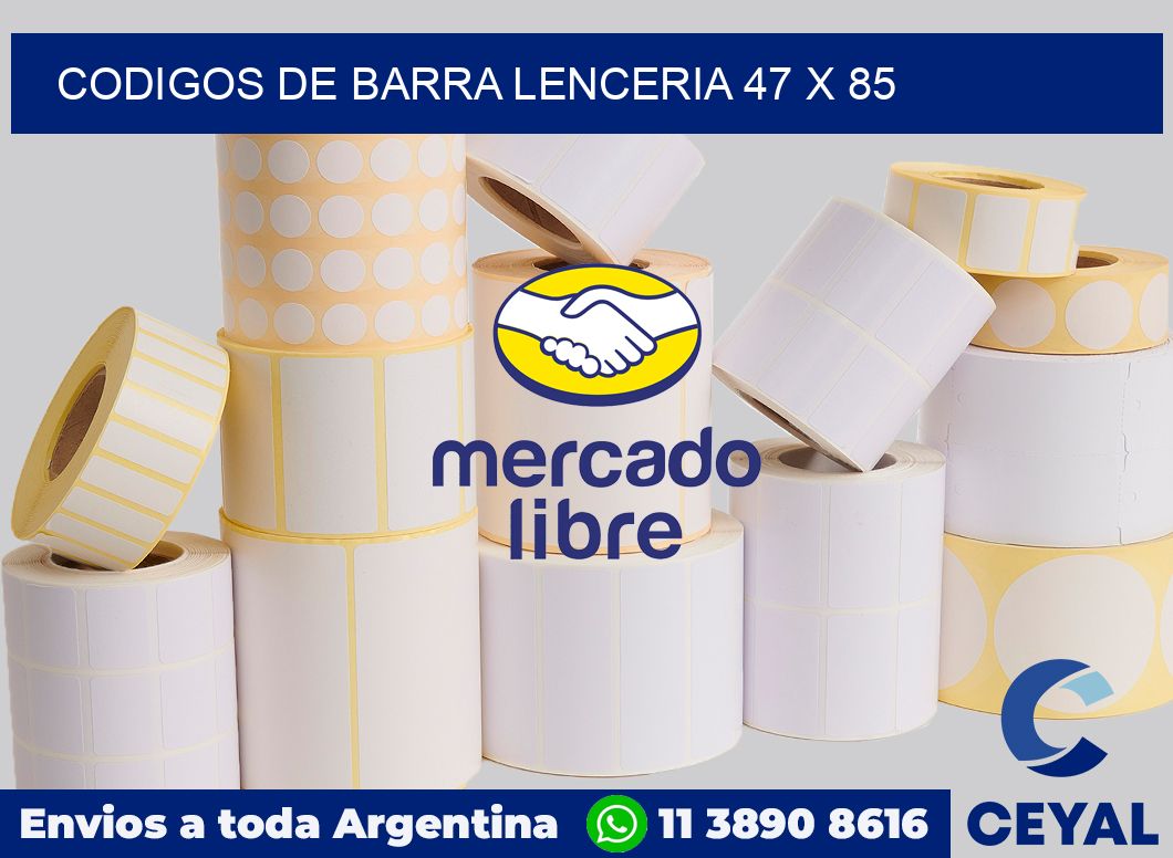 Codigos de barra lenceria 47 x 85