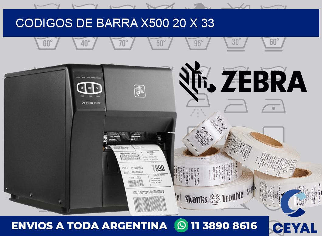 Codigos de barra x500 20 x 33