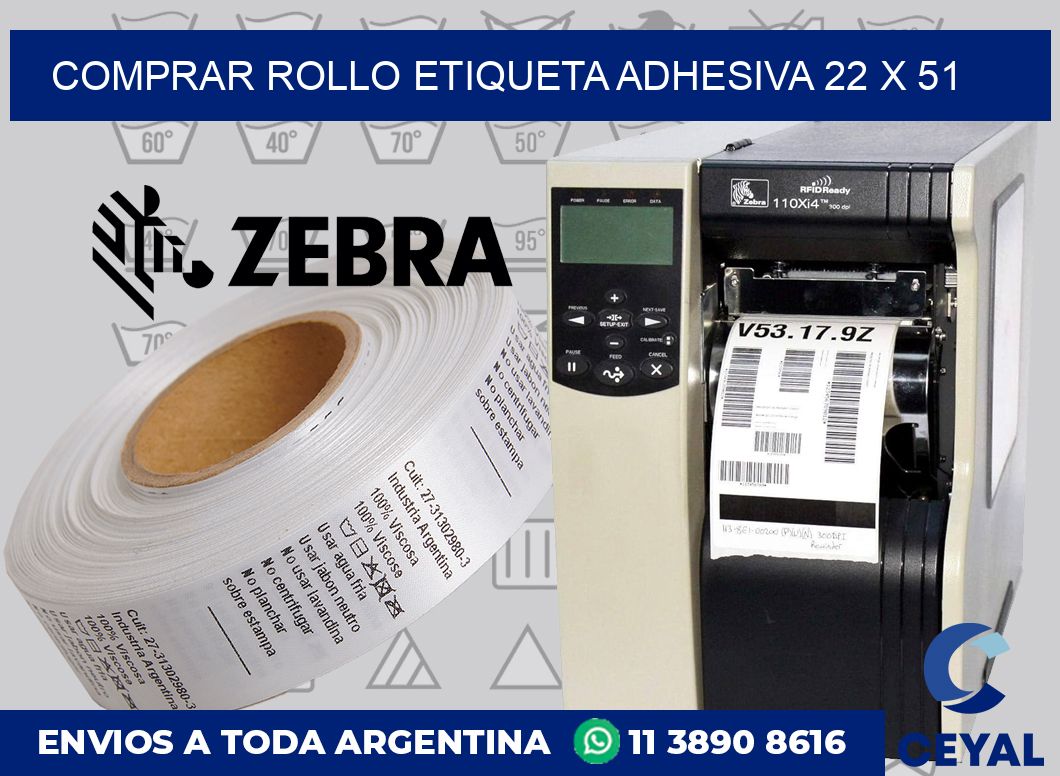 Comprar rollo etiqueta adhesiva 22 x 51