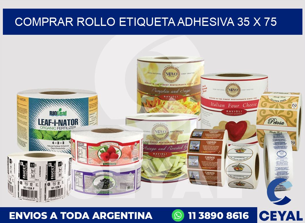 Comprar rollo etiqueta adhesiva 35 x 75