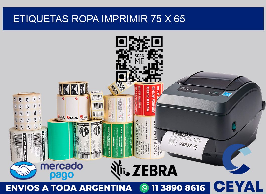 Etiquetas ropa imprimir 75 x 65