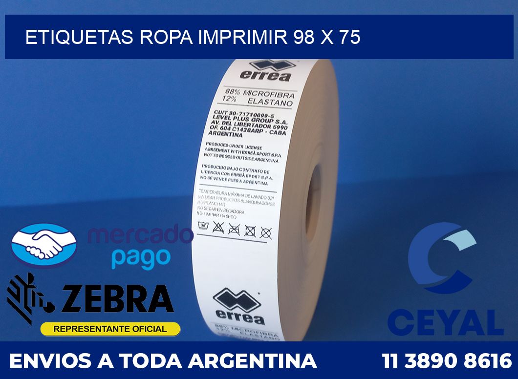 Etiquetas ropa imprimir 98 x 75