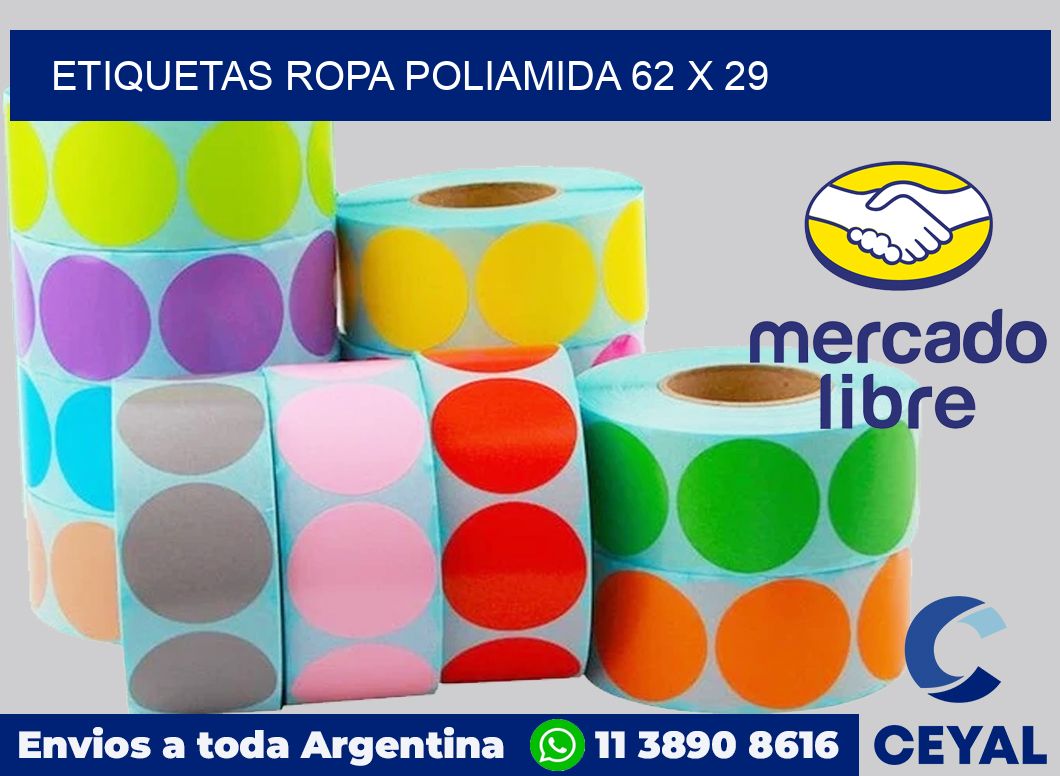 Etiquetas ropa poliamida 62 x 29