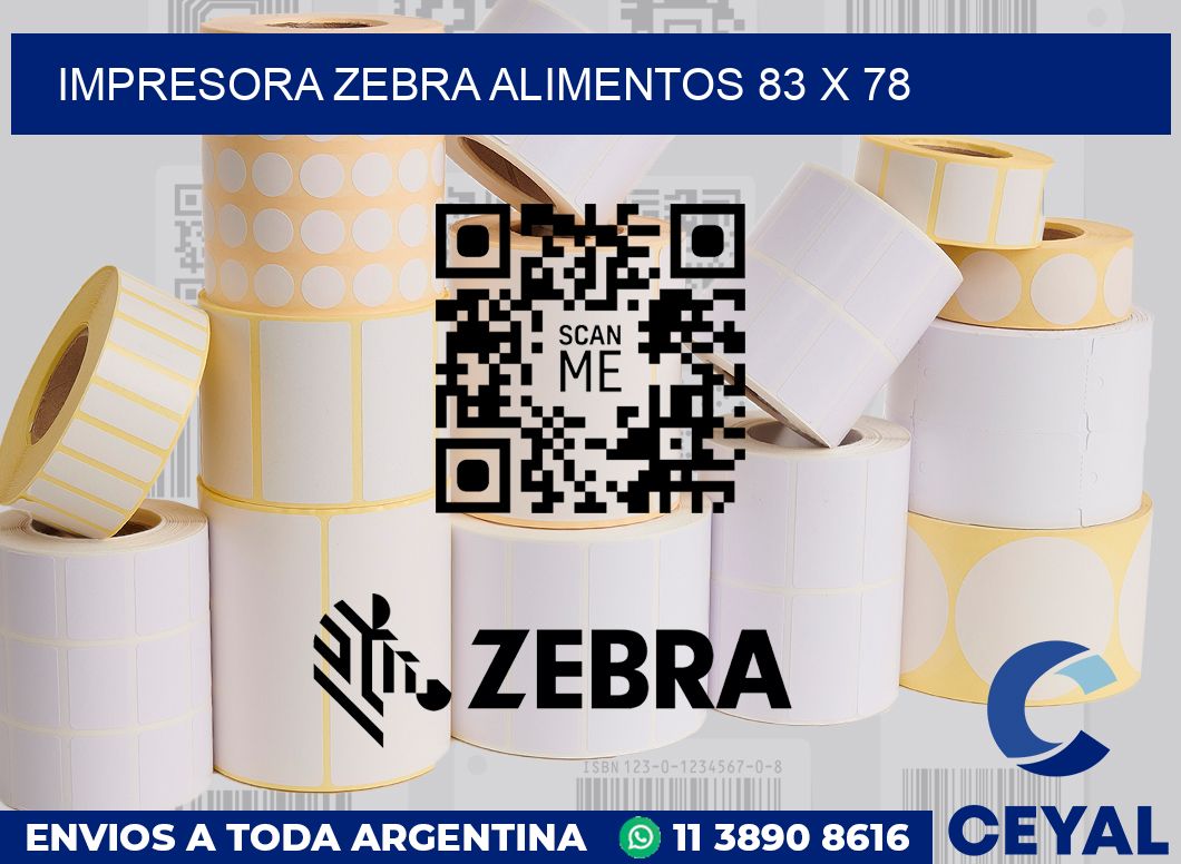 Impresora Zebra alimentos 83 x 78