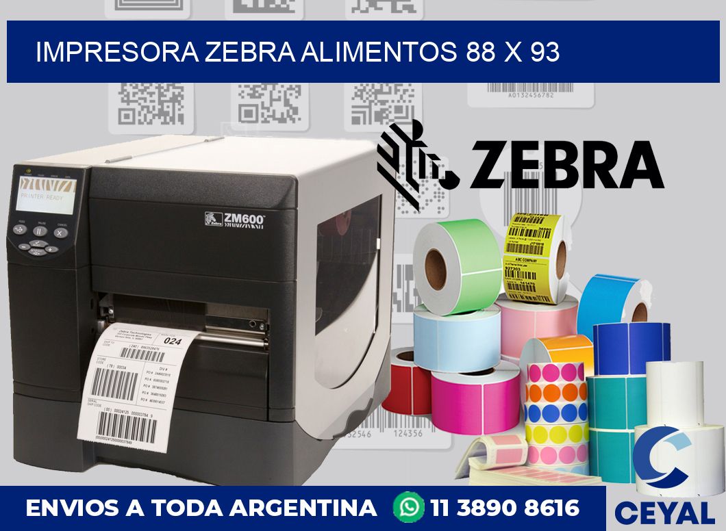 Impresora Zebra alimentos 88 x 93