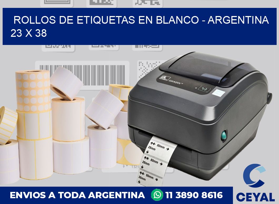 Rollos de etiquetas en blanco – Argentina 23 x 38