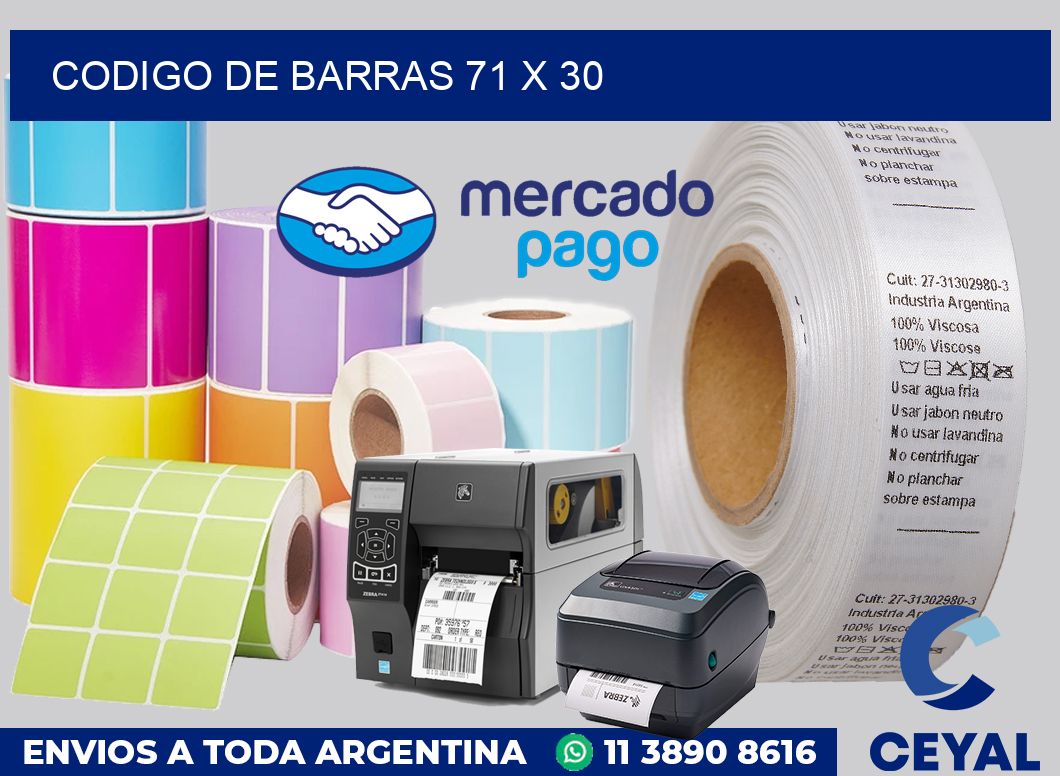 codigo de barras 71 x 30