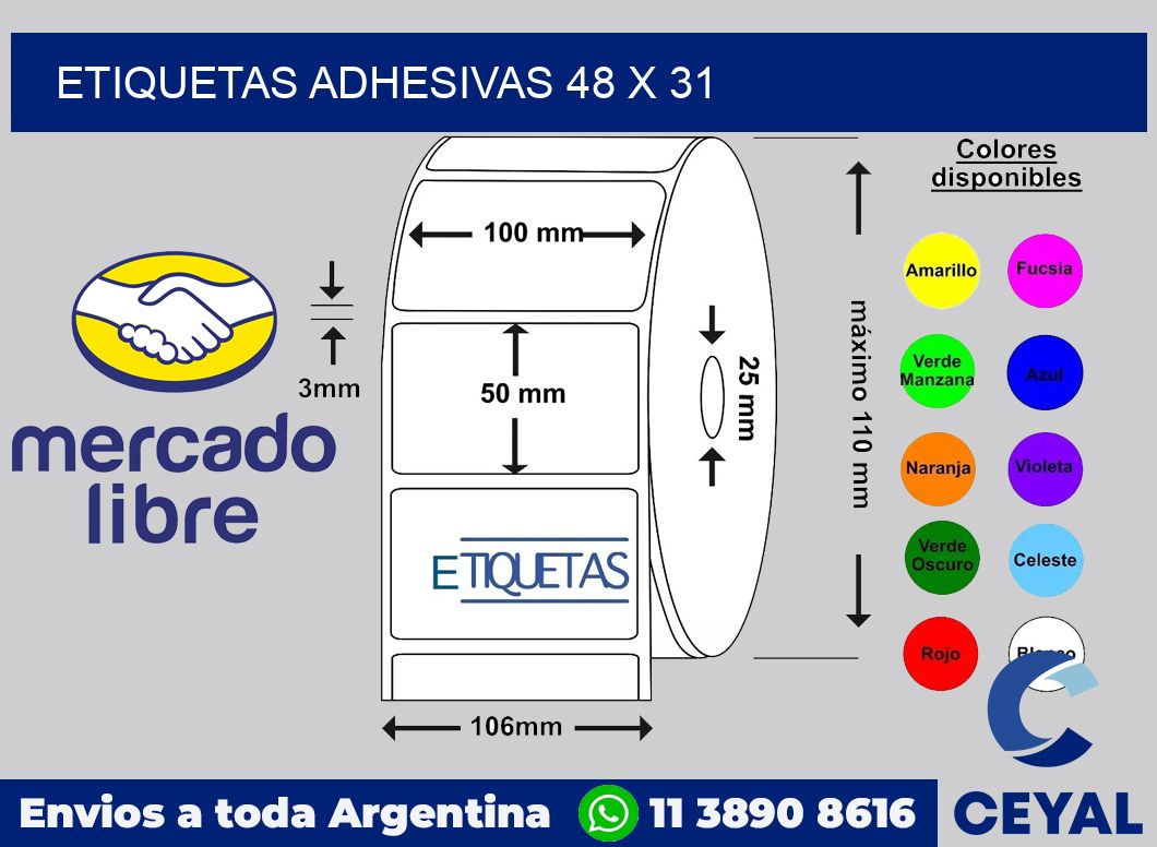 etiquetas adhesivas 48 x 31