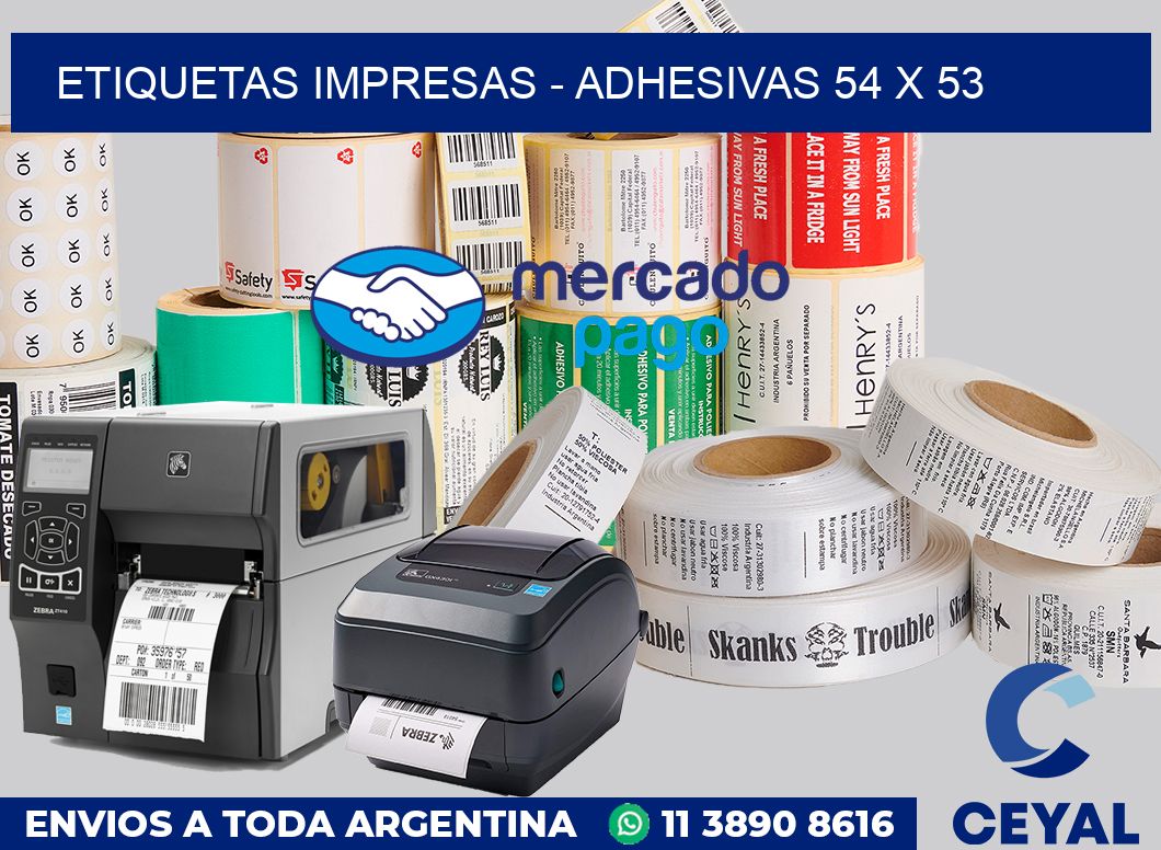 etiquetas impresas - Adhesivas 54 x 53