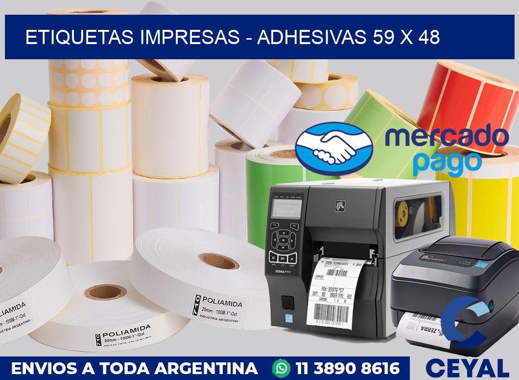 etiquetas impresas - Adhesivas 59 x 48