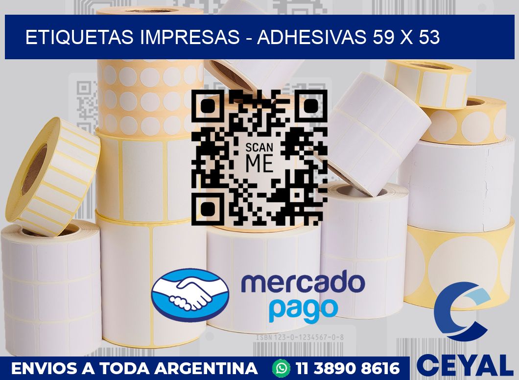 etiquetas impresas - Adhesivas 59 x 53