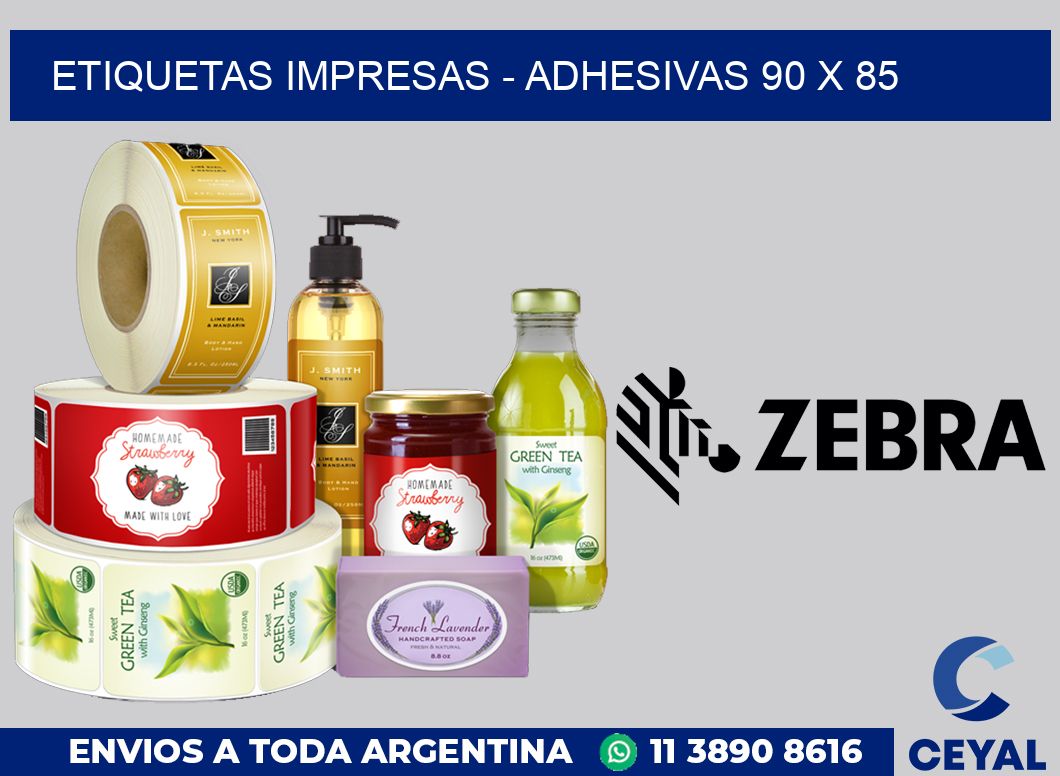 etiquetas impresas - Adhesivas 90 x 85