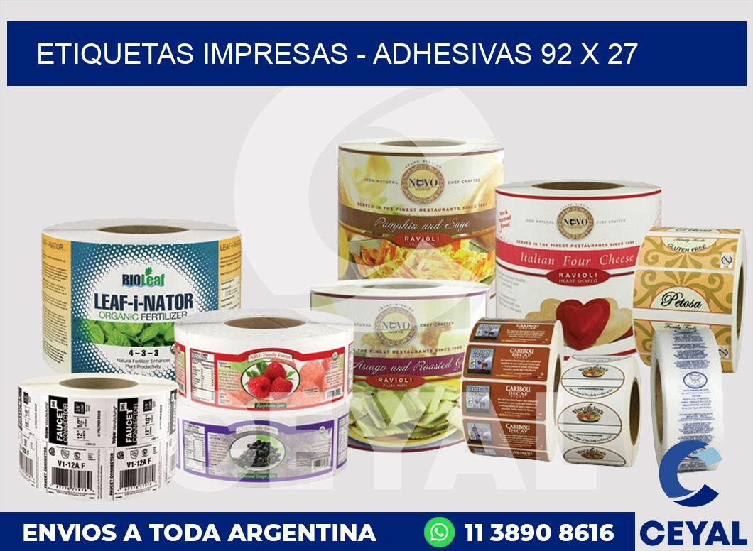 etiquetas impresas – Adhesivas 92 x 27