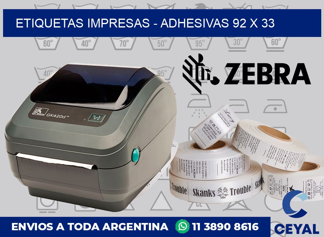 etiquetas impresas - Adhesivas 92 x 33